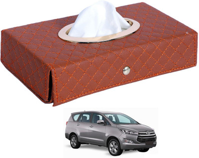MOCKHE Cross-Tan Tissue Box Leatherette-242 Vehicle Tissue Dispenser(Grey)