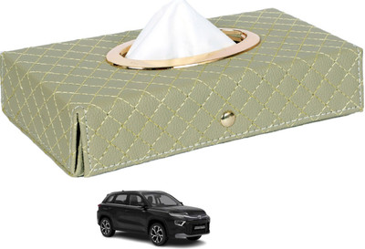 MOCKHE Cross-Beige Tissue Box Leatherette-462 Vehicle Tissue Dispenser(Beige)