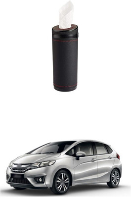 PRTEK PU Leather Plus ABS, Car Cylindrical Cup Holder Tissue forJazz Vehicle Tissue Dispenser(Brown)