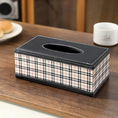 HOKiPO Faux Leather Tissue Paper Holder (D2-AR4082), Vehicle Tissue Dispenser(Beige)