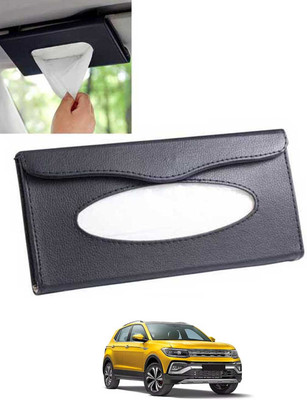 monolive Black Leatherite Rectangle Shape Fancy Design Tissue Dispencer For Car-182 Vehicle Tissue Dispenser(Black)