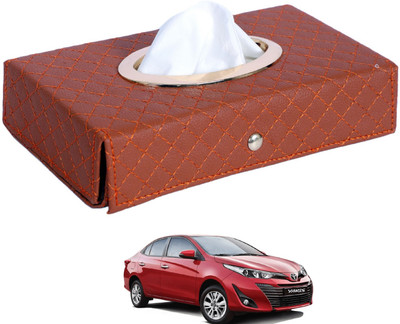MOCKHE Cross-Tan Tissue Box Leatherette-361 Vehicle Tissue Dispenser(Grey)