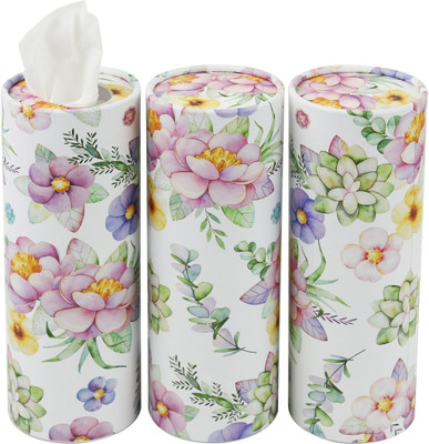 Zibuyu Floral Car Tissue Holder with Lid Easy Refill Paper Dispenser Vehicle Tissue Dispenser(White)
