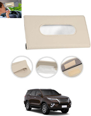 CCMM Universal Leatherite Beige Rectangle Tissue Paper Box/Dispencer For Car-109 Vehicle Tissue Dispenser(Beige)