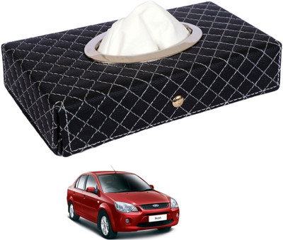 MOCKHE Cross-Black Tissue Box Leatherette-4 Vehicle Tissue Dispenser(Black)