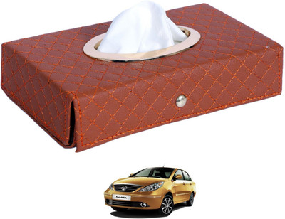 MOCKHE Cross-Tan Tissue Box Leatherette-263 Vehicle Tissue Dispenser(Grey)