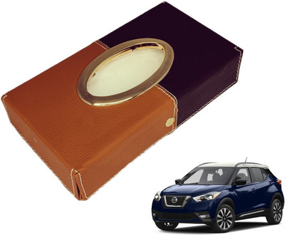 MOCKHE Chrom-Black-Tan Tisue Box Leatherete-165 Vehicle Tissue Dispenser(Black, Grey)
