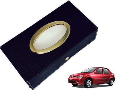 MOCKHE Chrom-Black Tisue Box Leatherete-188 Vehicle Tissue Dispenser(Black)
