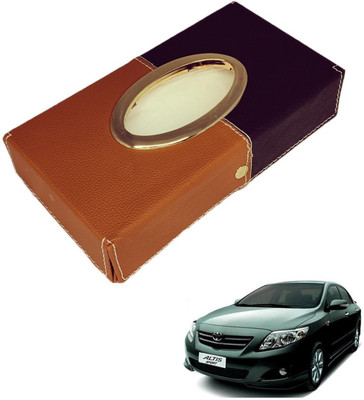 MOCKHE Chrom-Black-Tan Tisue Box Leatherete-41 Vehicle Tissue Dispenser(Black, Grey)