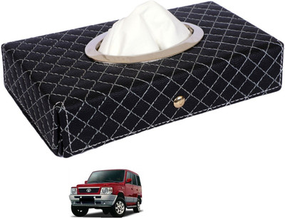 MOCKHE Cross-Black Tissue Box Leatherette-87 Vehicle Tissue Dispenser(Black)