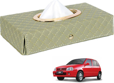 MOCKHE Cross-Beige Tissue Box Leatherette-599 Vehicle Tissue Dispenser(Beige)