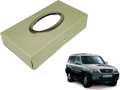 MOCKHE Chrom-Beige Tisue Box Leatherete-818 Vehicle Tissue Dispenser(Beige)