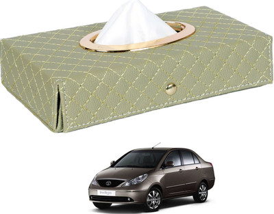 MOCKHE Cross-Beige Tissue Box Leatherette-473 Vehicle Tissue Dispenser(Beige)