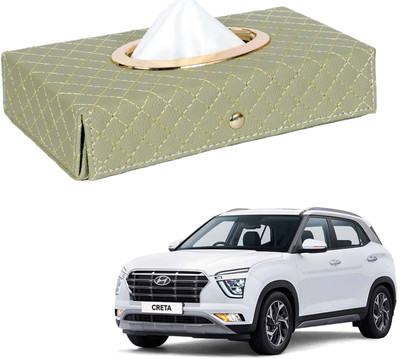 MOCKHE Cross-Beige Tissue Box Leatherette-418 Vehicle Tissue Dispenser(Beige)