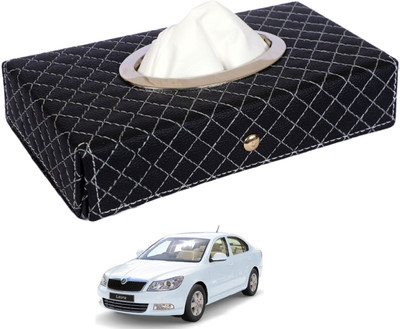 MOCKHE Cross-Black Tissue Box Leatherette-26 Vehicle Tissue Dispenser(Black)
