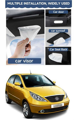 PRTEK Black Car Tissue Napkin Holder for Sun Visor and Backseat – Universal Fit W4 Vehicle Tissue Dispenser(Black)