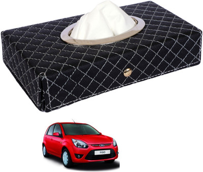 MOCKHE Cross-Black Tissue Box Leatherette-621 Vehicle Tissue Dispenser(Black)