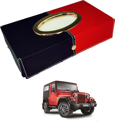 MOCKHE Chrom-Black-Red Tisue Box Leatherete-721 Vehicle Tissue Dispenser(Black, Red)