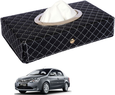MOCKHE Cross-Black Tissue Box Leatherette-612 Vehicle Tissue Dispenser(Black)