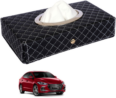 MOCKHE Cross-Black Tissue Box Leatherette-598 Vehicle Tissue Dispenser(Black)