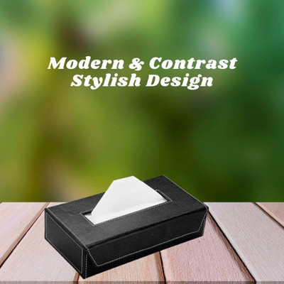 TECHEL Tissue Box/Napkin Box Holder/Tissue Paper Holder SZZ5 Vehicle Tissue Dispenser(Black)