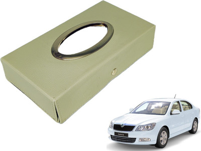 MOCKHE Chrom-Beige Tisue Box Leatherete-733 Vehicle Tissue Dispenser(Beige)