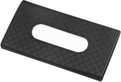 SHIVIT New Braided Design Car Tissue Dispenser Holder Premium PU Leather with Tissues Vehicle Tissue Dispenser(Black)