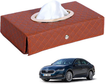 MOCKHE Cross-Tan Tissue Box Leatherette-277 Vehicle Tissue Dispenser(Grey)