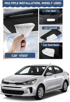 PRTEK Black Car Tissue Napkin Holder for Sun Visor and Backseat – Universal Fit K5 Vehicle Tissue Dispenser(Black)