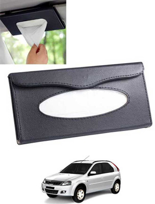 CCMM Universal Leatherite Black Rectangle Tissue Paper Box/Dispencer For Car-291 Vehicle Tissue Dispenser(Black)