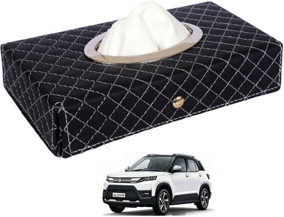 MOCKHE Cross-Black Tissue Box Leatherette-254 Vehicle Tissue Dispenser(Black)