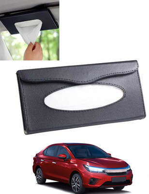 MSNP Universal Leatherite Rectangle Black Tissue Box For Car/office/Home-58 Vehicle Tissue Dispenser(Black)