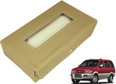 MOCKHE Basic-Beige Tissue Box Leatherette-412 Vehicle Tissue Dispenser(Beige)