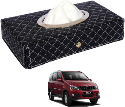 MOCKHE Cross-Black Tissue Box Leatherette-128 Vehicle Tissue Dispenser(Black)