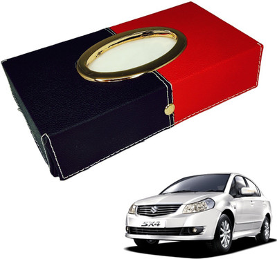 MOCKHE Chrom-Black-Red Tisue Box Leatherete-484 Vehicle Tissue Dispenser(Black, Red)