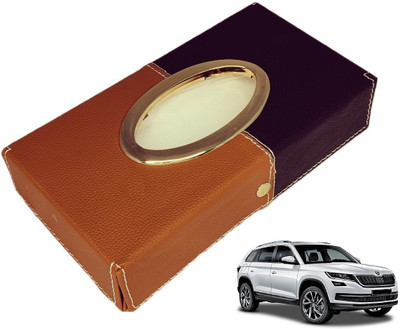 MOCKHE Chrom-Black-Tan Tisue Box Leatherete-167 Vehicle Tissue Dispenser(Black, Grey)