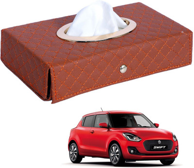 MOCKHE Cross-Tan Tissue Box Leatherette-325 Vehicle Tissue Dispenser(Grey)