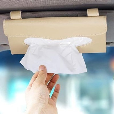 VOCADO POL11934_Car Tissue Box Holder Black Vehicle Tissue Dispenser(Beige)