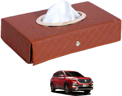 MOCKHE Cross-Tan Tissue Box Leatherette-267 Vehicle Tissue Dispenser(Grey)