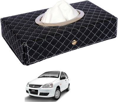MOCKHE Cross-Black Tissue Box Leatherette-6 Vehicle Tissue Dispenser(Black)