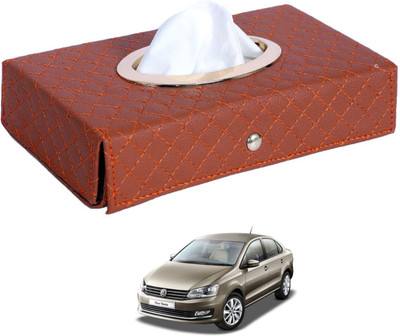 MOCKHE Cross-Tan Tissue Box Leatherette-345 Vehicle Tissue Dispenser(Grey)