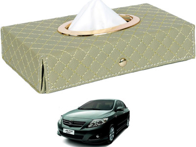 MOCKHE Cross-Beige Tissue Box Leatherette-374 Vehicle Tissue Dispenser(Beige)