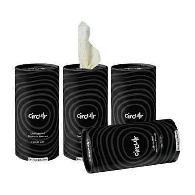 Circulr Bamboo Car Tissue Tube | Set of 4 x 80 (320 Pulls) 2 Ply Soft Tissues Vehicle Tissue Dispenser(Black)