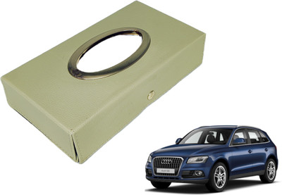 MOCKHE Chrom-Beige Tisue Box Leatherete-771 Vehicle Tissue Dispenser(Beige)