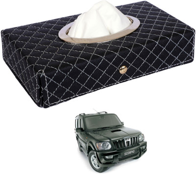 MOCKHE Cross-Black Tissue Box Leatherette-75 Vehicle Tissue Dispenser(Black)