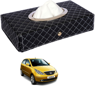 MOCKHE Cross-Black Tissue Box Leatherette-5 Vehicle Tissue Dispenser(Black)