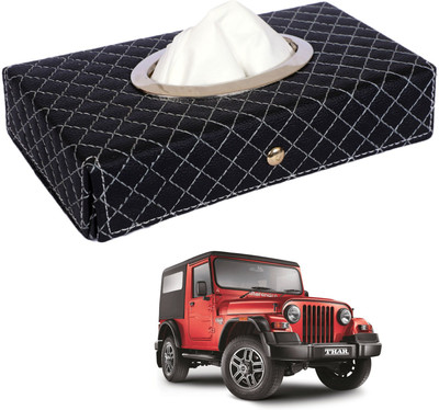 MOCKHE Cross-Black Tissue Box Leatherette-103 Vehicle Tissue Dispenser(Black)
