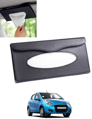 MSNP Universal Leatherite Rectangle Black Tissue Box For Car/office/Home-24 Vehicle Tissue Dispenser(Black)