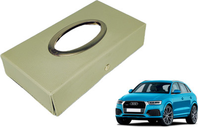 MOCKHE Chrom-Beige Tisue Box Leatherete-770 Vehicle Tissue Dispenser(Beige)