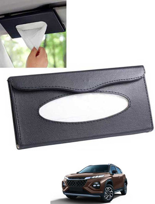 ABJD Leatherite Universal Black Rectangle Tissue Holder For Office,Home,Car-112 Vehicle Tissue Dispenser(Black)